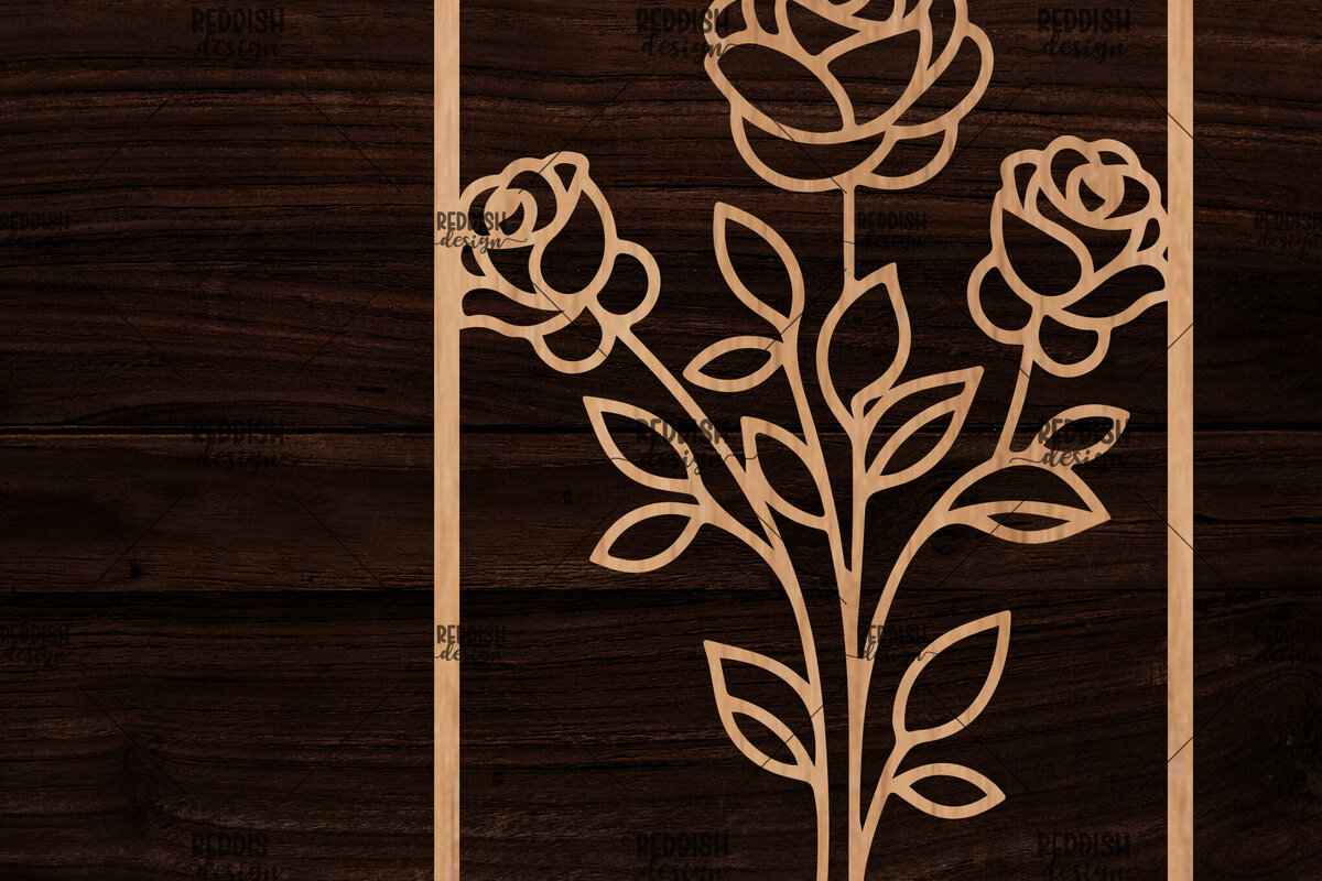 Intra απο ξύλο plywood  Χρώμα wenge 3mm-4mm πάχος - Κορνίζα με λουλούδια Δίασταση 20x25 cm INTRAFABR-112130623