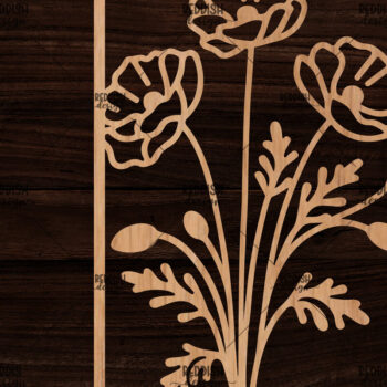 Intra απο ξύλο plywood  Χρώμα wenge 3mm-4mm πάχος - Κορνίζα με λουλούδια Δίασταση 20x25 cm INTRAFABR-72160801 - Image 1