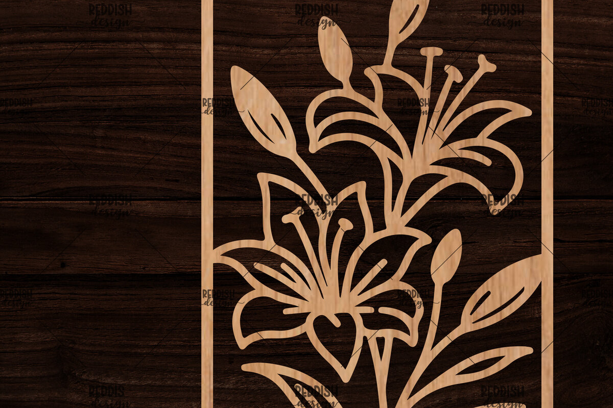 Intra απο ξύλο plywood  Χρώμα wenge 3mm-4mm πάχος - Κορνίζα με λουλούδια Δίασταση 20x25 cm INTRAFABR-72161011