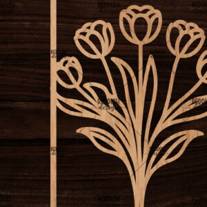 Intra απο ξύλο plywood  Χρώμα wenge 3mm-4mm πάχος - Κορνίζα με λουλούδια Δίασταση 20x25 cm INTRAFABR-20377275