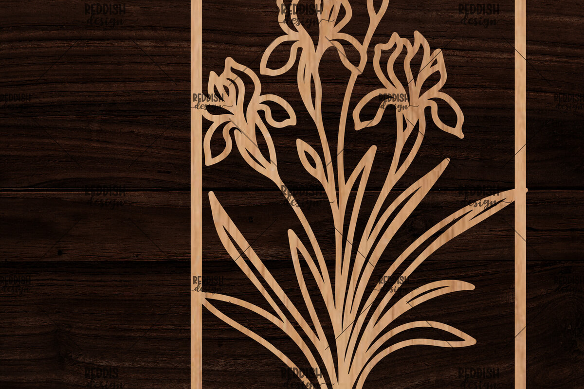 Intra απο ξύλο plywood  Χρώμα wenge 3mm-4mm πάχος - Κορνίζα με λουλούδια Δίασταση 20x25 cm INTRAFABR-83502256