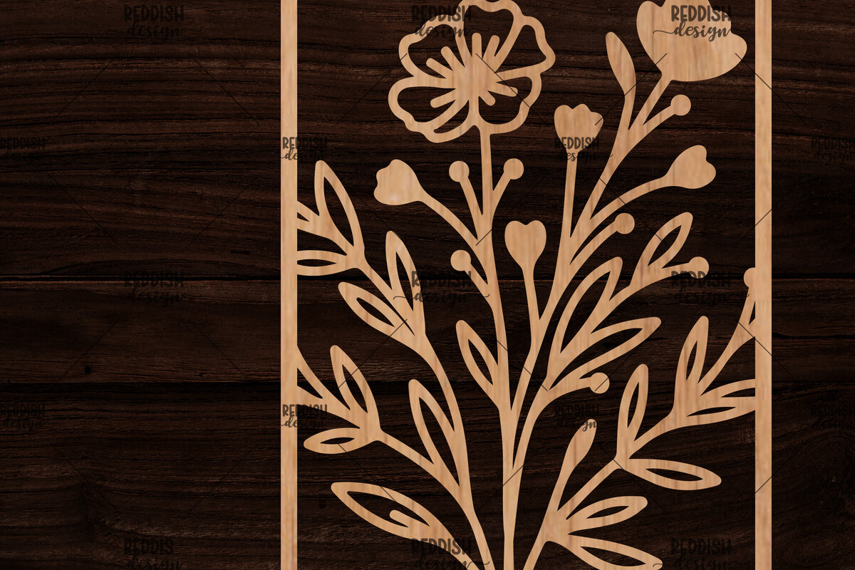 Intra απο ξύλο plywood  Χρώμα wenge 3mm-4mm πάχος - Κορνίζα με λουλούδια Δίασταση 20x25 cm INTRAFABR-85364707