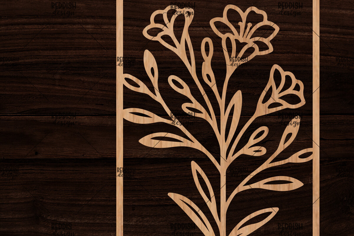 Intra απο ξύλο plywood  Χρώμα wenge 3mm-4mm πάχος - Κορνίζα με λουλούδια Δίασταση 20x25 cm INTRAFABR-90954281