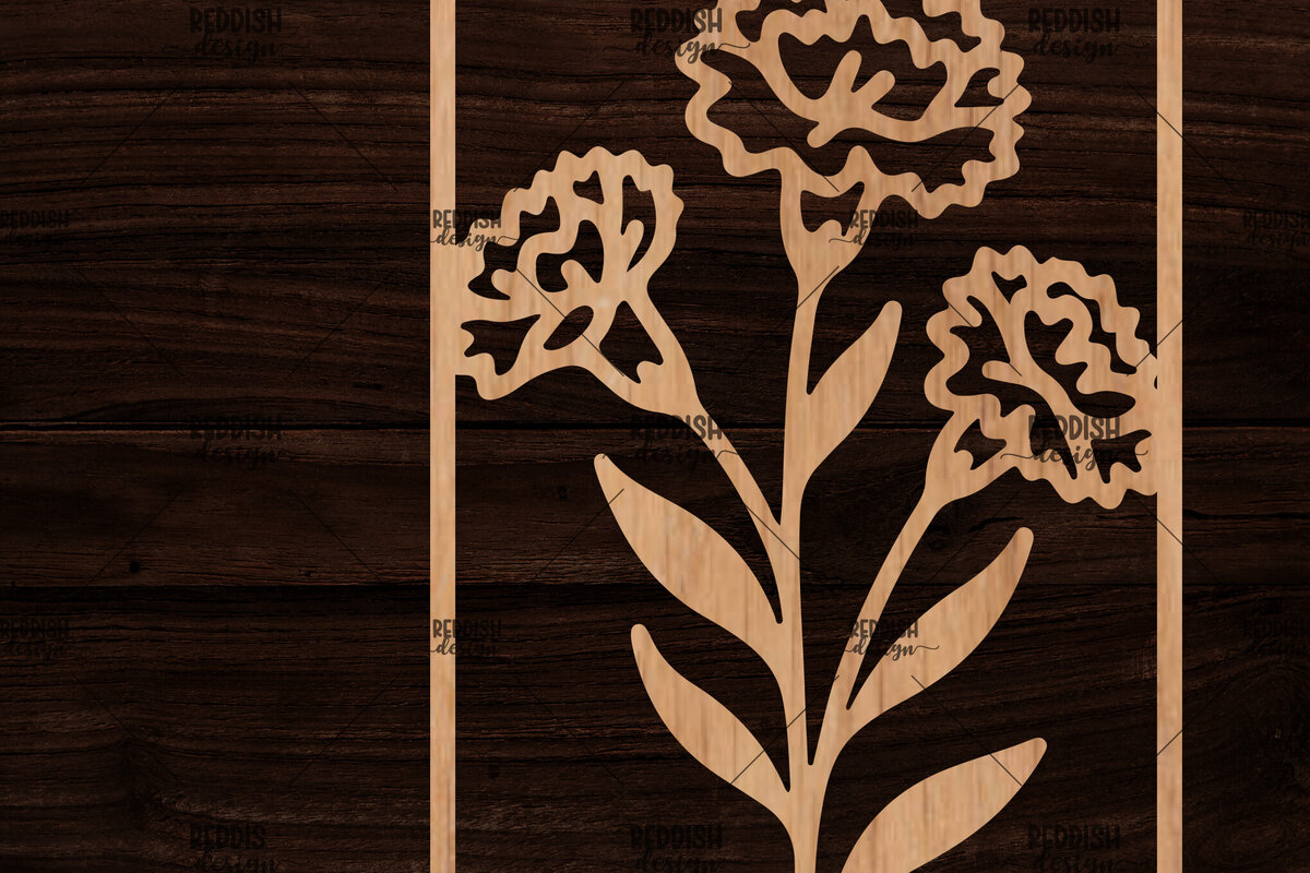 Intra απο ξύλο plywood  Χρώμα wenge 3mm-4mm πάχος - Κορνίζα με λουλούδια Δίασταση 20x25 cm INTRAFABR-79159013