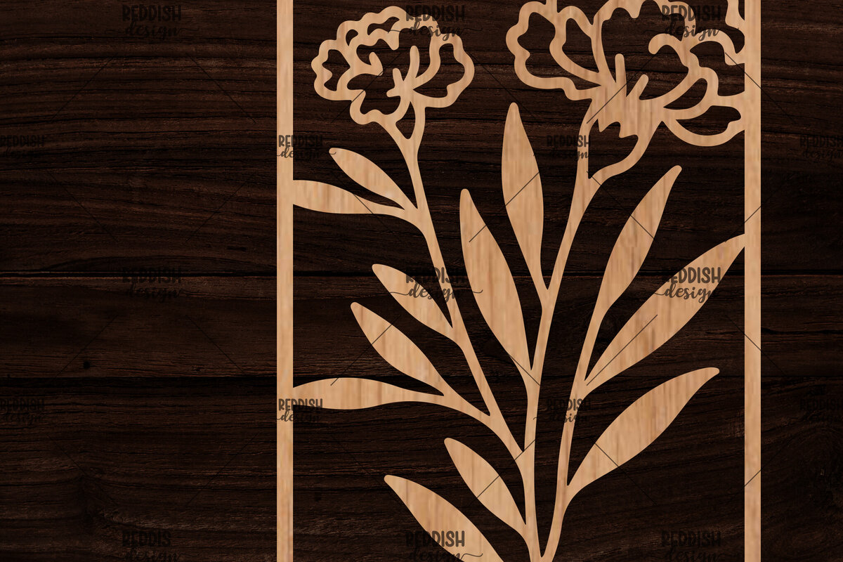 Intra απο ξύλο plywood  Χρώμα wenge 3mm-4mm πάχος - Κορνίζα με λουλούδια Δίασταση 20x25 cm INTRAFABR-85133749