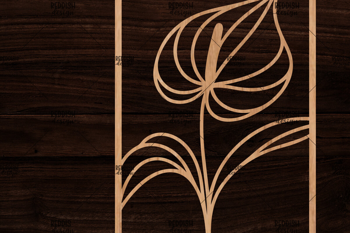 Intra απο ξύλο plywood  Χρώμα wenge 3mm-4mm πάχος - Κορνίζα με λουλούδια Δίασταση 20x25 cm INTRAFABR-69729360