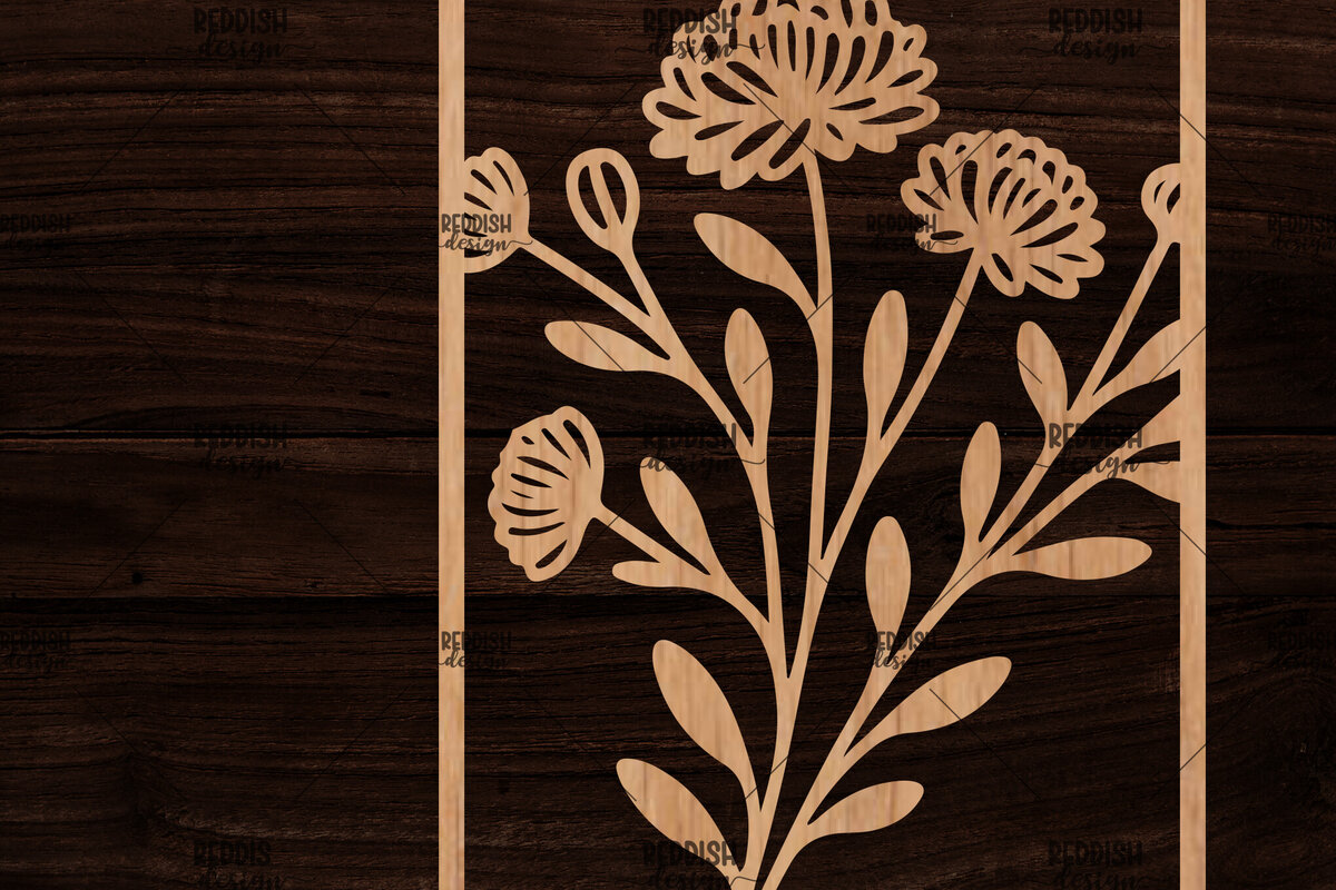 Intra απο ξύλο plywood  Χρώμα wenge 3mm-4mm πάχος - Κορνίζα με λουλούδια Δίασταση 20x25 cm INTRAFABR-69715975