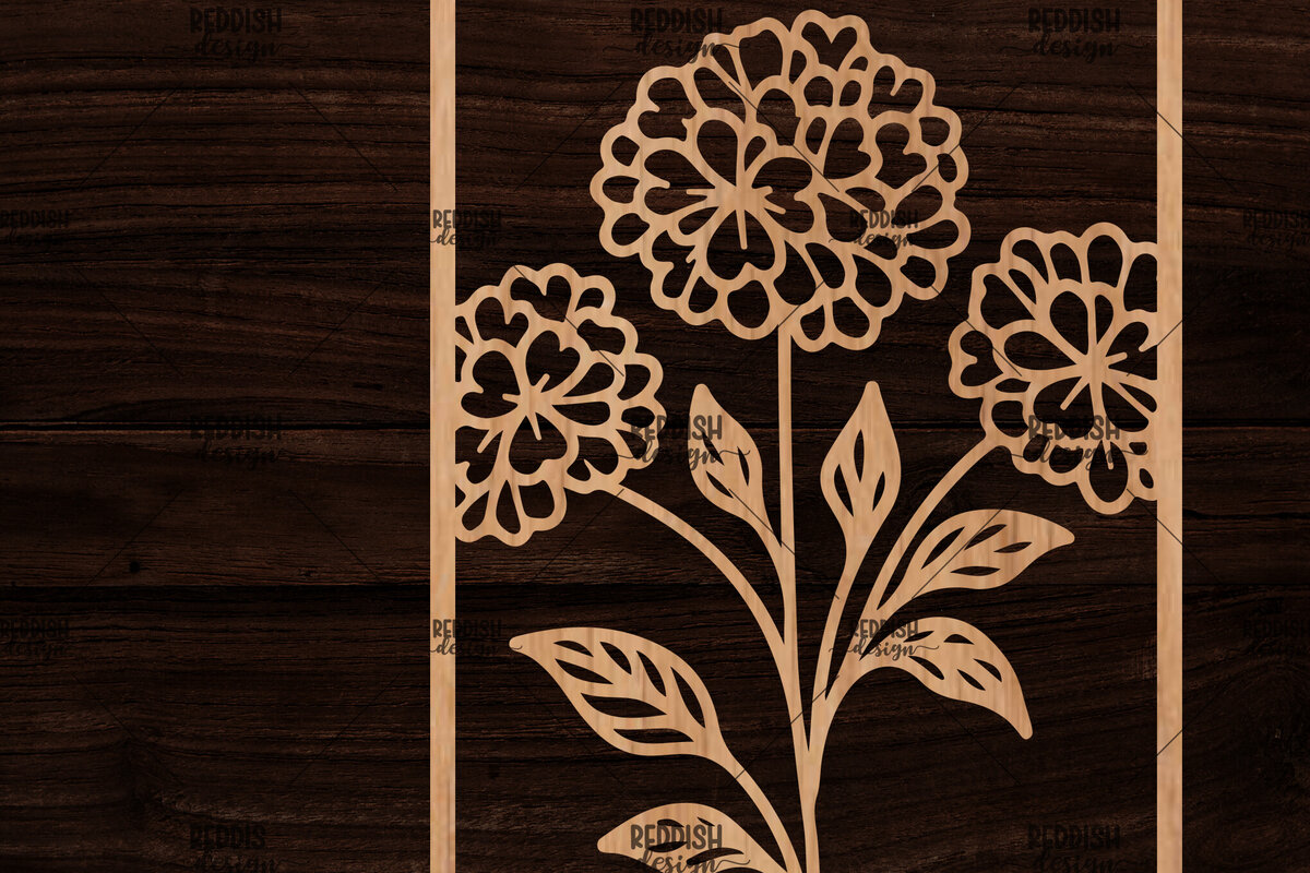 Intra απο ξύλο plywood  Χρώμα wenge 3mm-4mm πάχος - Κορνίζα με λουλούδια Δίασταση 20x25 cm INTRAFABR-69716044