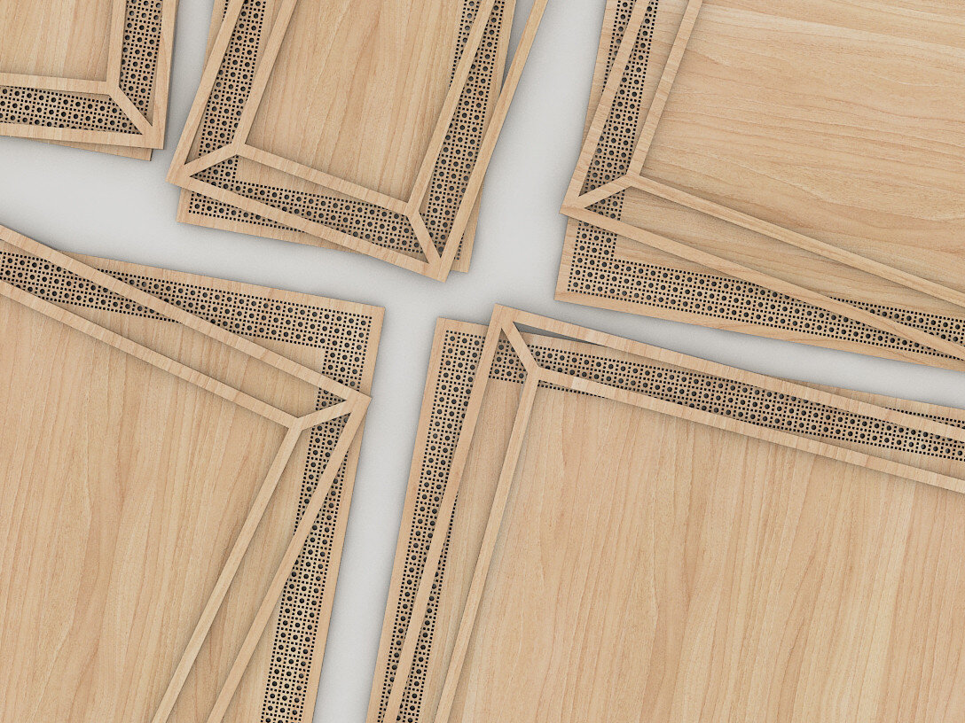 Intra απο ξύλο plywood  Χρώμα wenge 3mm-4mm πάχος - Κορνίζες με μοτίβο από ζαχαροκάλαμο ρατάν 238 Δίασταση 30x20 cm INTRAFABR-84683284