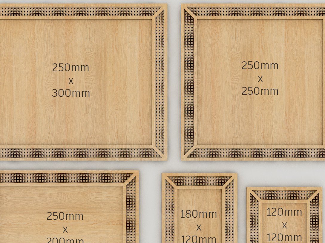 Intra απο ξύλο plywood  Χρώμα wenge 3mm-4mm πάχος - Κορνίζες με σχέδιο Boho με μοτίβο Rattan Δίασταση 30x20 cm INTRAFABR-84683315