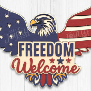 Intra απο ξύλο plywood  Χρώμα wenge 3mm-4mm πάχος - Ζώδιο του Freedom Eagle 4η Ιουλίου Δίασταση 30x20 cm INTRAFABR-86214666