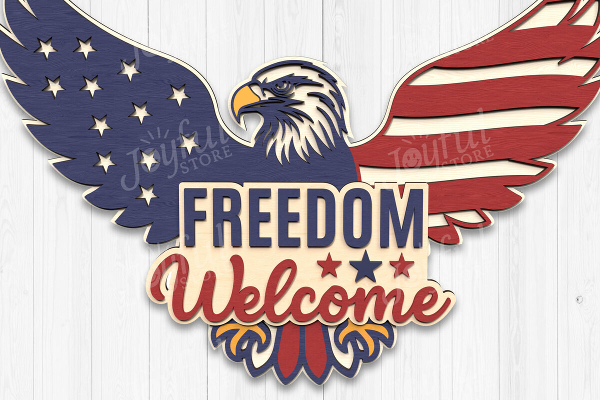 Intra απο ξύλο plywood  Χρώμα wenge 3mm-4mm πάχος - Ζώδιο του Freedom Eagle 4η Ιουλίου Δίασταση 30x20 cm INTRAFABR-86214666