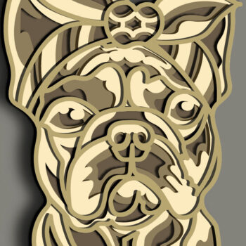 Intra απο ξύλο plywood  Χρώμα wenge 3mm-4mm πάχος - French Bulldog Multilayer /Vector Dog Δίασταση 30x20 cm INTRAFABR-86214710 - Image 1