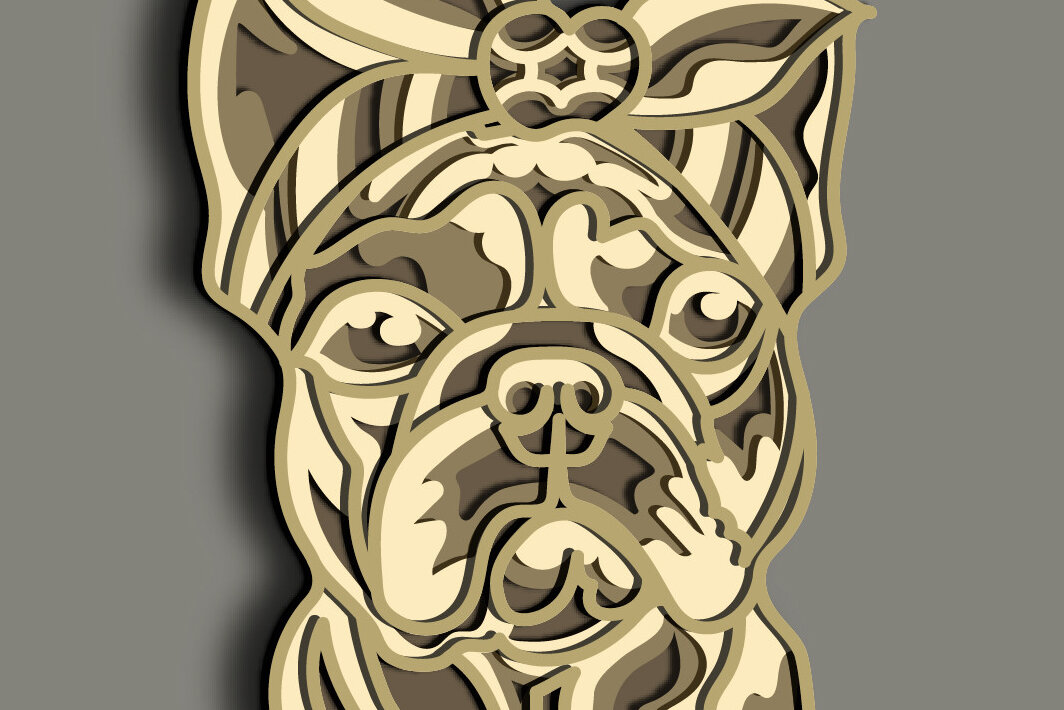 Intra απο ξύλο plywood  Χρώμα wenge 3mm-4mm πάχος - French Bulldog Multilayer /Vector Dog Δίασταση 30x20 cm INTRAFABR-86214710