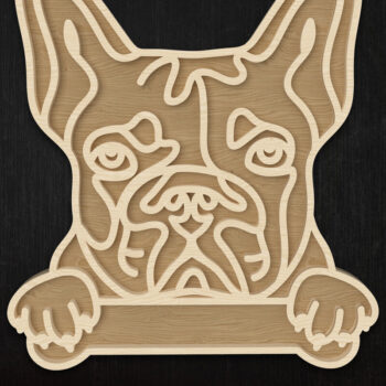 Intra απο ξύλο plywood Χρώμα wenge 3mm-4mm πάχος - Γαλλικό μπουλντόγκ περίγραμμα κοπής με λέιζερ Δίασταση 6x6 cm INTRAFABR-86007277 - Image 1
