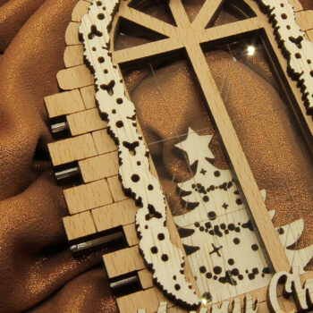 Intra απο ξύλο plywood Χρώμα wenge 3mm-4mm πάχος - Χριστουγεννιάτικη διακόσμηση γαλλικού παραθύρου Δίασταση 37x3 cm INTRAFABR-86007231 - Image 2