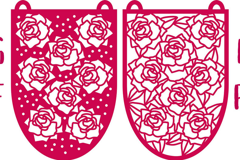 Intra απο ξύλο plywood  Χρώμα wenge 3mm-4mm πάχος - Φρέσκα τριαντάφυλλα Bunting Flags Cut Δίασταση 20x20 cm INTRAFABR-79775953