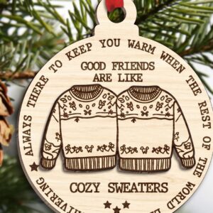 Intra απο ξύλο plywood  Χρώμα wenge 3mm-4mm πάχος - Φίλοι Χριστουγεννιάτικο Στολίδι Δίασταση 6x6 cm INTRAFABR-121713038