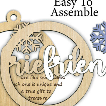 Intra απο ξύλο plywood  Χρώμα wenge 3mm-4mm πάχος - Friends Christmas Ornaments Laser Δίασταση 6x6 cm INTRAFABR-104605082 - Image 3