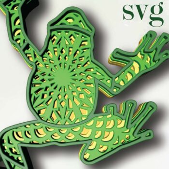 Intra απο ξύλο plywood  Χρώμα wenge 3mm-4mm πάχος - Frog, 4 Layers, 3d Mandala Δίασταση 30x30 cm INTRAFABR-108000675 - Image 1