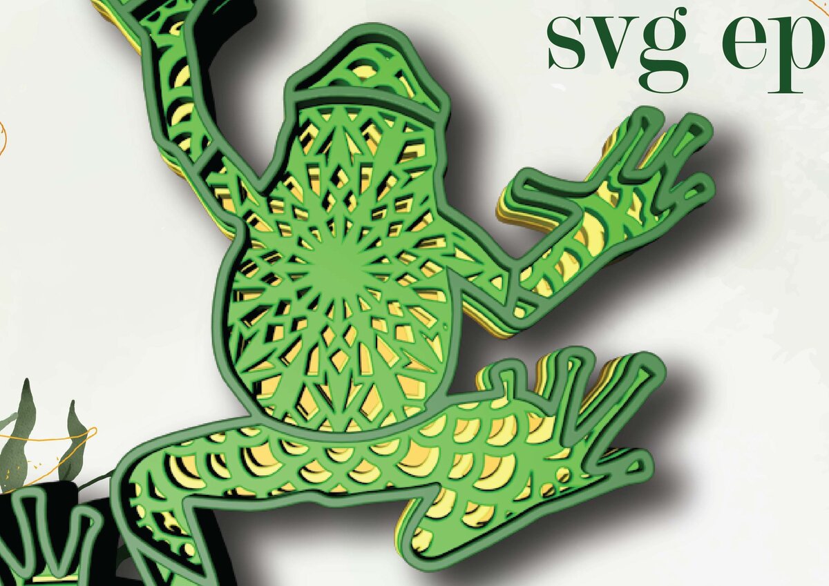 Intra απο ξύλο plywood  Χρώμα wenge 3mm-4mm πάχος - Frog, 4 Layers, 3d Mandala Δίασταση 30x30 cm INTRAFABR-108000675