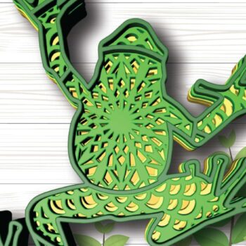 Intra απο ξύλο plywood  Χρώμα wenge 3mm-4mm πάχος - Frog, 4 Layers, 3d Mandala Δίασταση 30x30 cm INTRAFABR-108000675 - Image 2