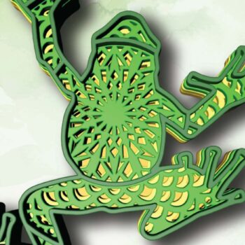 Intra απο ξύλο plywood  Χρώμα wenge 3mm-4mm πάχος - Frog, 4 Layers, 3d Mandala Δίασταση 30x30 cm INTRAFABR-108000675 - Image 3