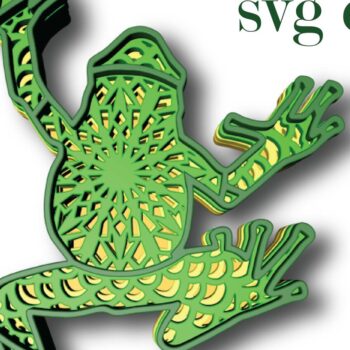 Intra απο ξύλο plywood  Χρώμα wenge 3mm-4mm πάχος - Frog, 4 Layers, 3d Mandala Δίασταση 30x30 cm INTRAFABR-108000675 - Image 4