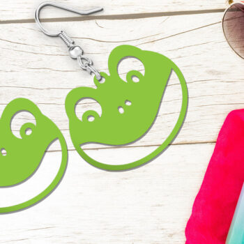 Intra απο ξύλο plywood  Χρώμα wenge 3mm-4mm πάχος - Frog Animal Laser Earrings Cut File Δίασταση 900x900 cm INTRAFABR-121409603 - Image 2