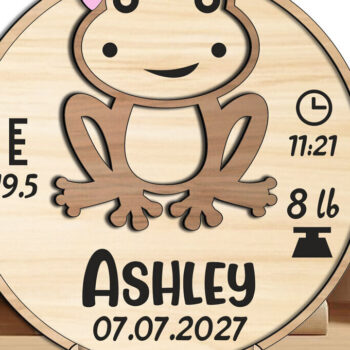 Intra απο ξύλο plywood  Χρώμα wenge 3mm-4mm πάχος - Frog Baby Ανακοίνωση Round Board Δίασταση 30x20 cm INTRAFABR-121409618 - Image 2