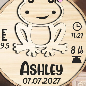 Intra απο ξύλο plywood  Χρώμα wenge 3mm-4mm πάχος - Frog Baby Ανακοίνωση Round Board Δίασταση 30x20 cm INTRAFABR-121409618 - Image 3