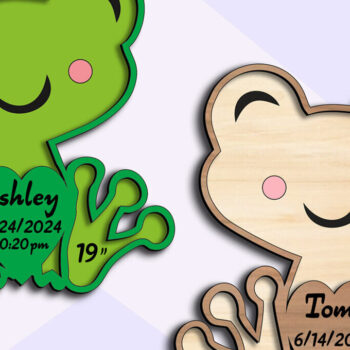 Intra απο ξύλο plywood  Χρώμα wenge 3mm-4mm πάχος - Frog Baby Ανακοίνωση Σημάδι Newborn Δίασταση 30x20 cm INTRAFABR-121409631 - Image 2