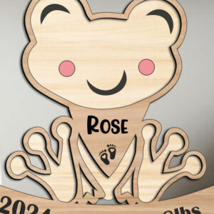 Intra απο ξύλο plywood  Χρώμα wenge 3mm-4mm πάχος - Ανακοίνωση Γέννησης Μωρού Βάτραχου Νεογέννητο Δίασταση 20x20 cm INTRAFABR-121409664