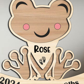 Intra απο ξύλο plywood  Χρώμα wenge 3mm-4mm πάχος - Ανακοίνωση Γέννησης Μωρού Βάτραχου Νεογέννητο Δίασταση 20x20 cm INTRAFABR-121409664 - Image 3