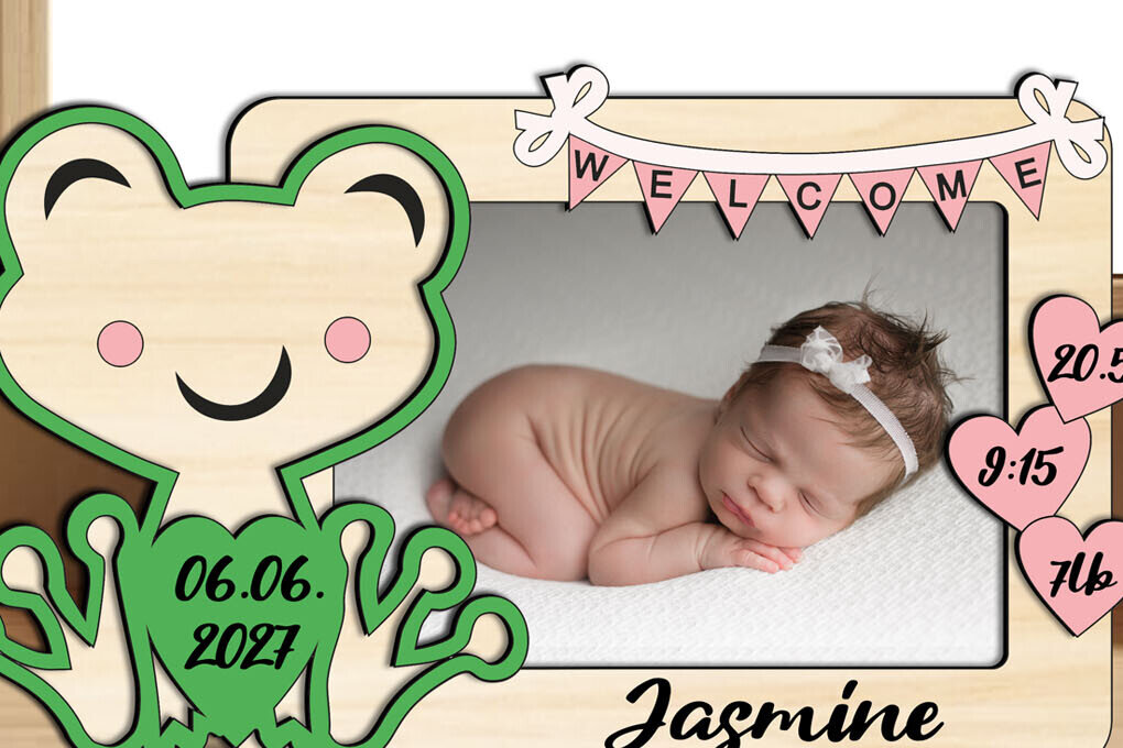 Intra απο ξύλο plywood  Χρώμα wenge 3mm-4mm πάχος - Frog Baby Κορνίζα Gift Laser Δίασταση 20x25 cm INTRAFABR-121409684