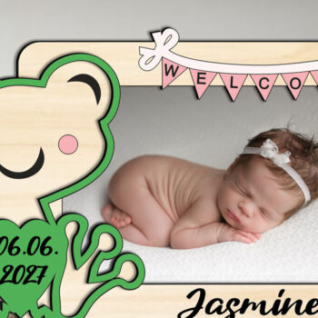 Intra απο ξύλο plywood Χρώμα wenge 3mm-4mm πάχος - Frog Baby Κορνίζα Gift Laser Δίασταση 20x25 cm INTRAFABR-121409684 - Image 2