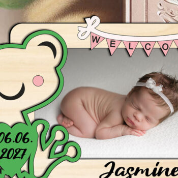 Intra απο ξύλο plywood Χρώμα wenge 3mm-4mm πάχος - Frog Baby Κορνίζα Gift Laser Δίασταση 20x25 cm INTRAFABR-121409684 - Image 3