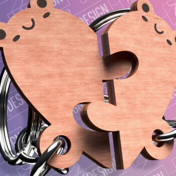 Intra απο ξύλο plywood  Χρώμα wenge 3mm-4mm πάχος - με λέιζερ Μπρελόκ Ζευγάρι Βάτραχος Δίασταση 4x4 cm INTRAFABR-121409707 - Image 1