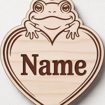 Intra απο ξύλο plywood  Χρώμα wenge 3mm-4mm πάχος - Frog Heart Name Keychain Δίασταση 4x4 cm INTRAFABR-121409748 - Image 1
