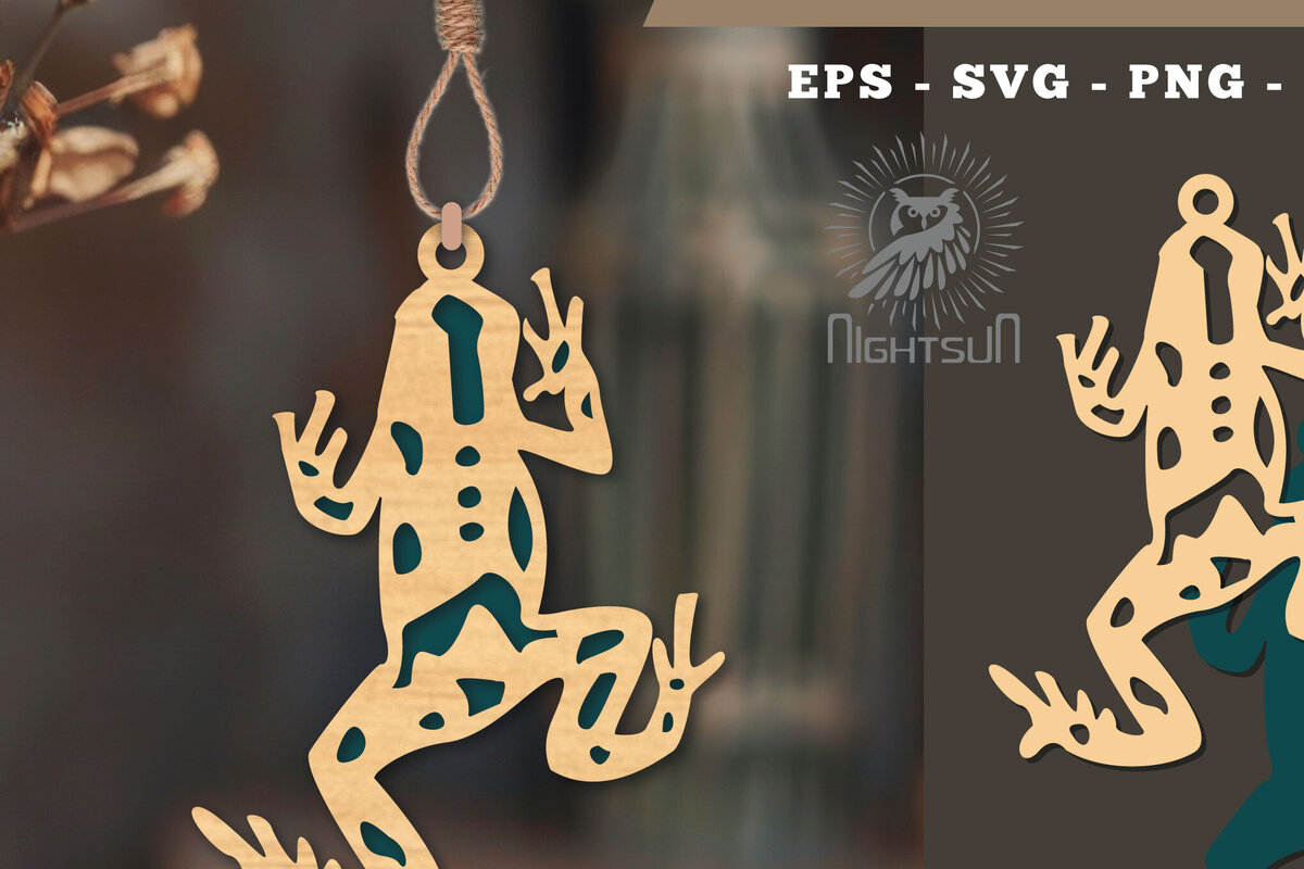 Intra απο ξύλο plywood  Χρώμα wenge 3mm-4mm πάχος - Στολίδι Frog 2 Δίασταση 6x6 cm INTRAFABR-121409830