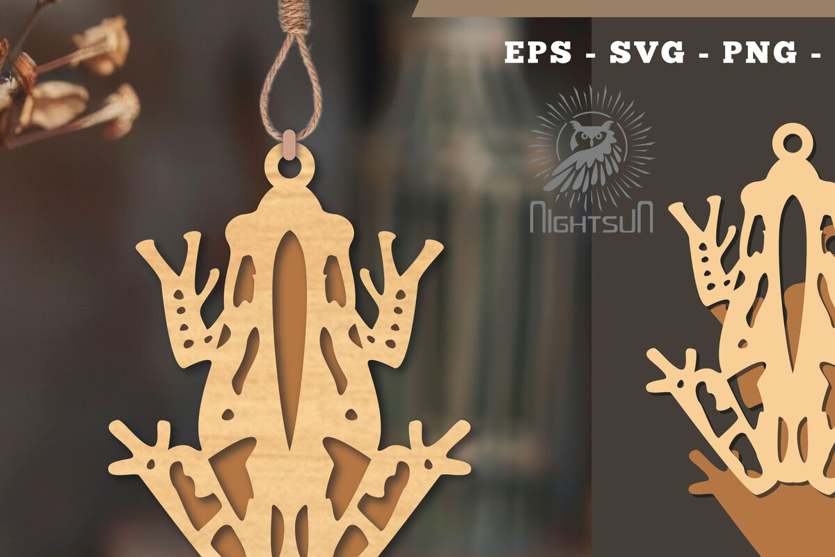 Intra απο ξύλο plywood  Χρώμα wenge 3mm-4mm πάχος - Στολίδι Frog 4 Δίασταση 6x6 cm INTRAFABR-121508402