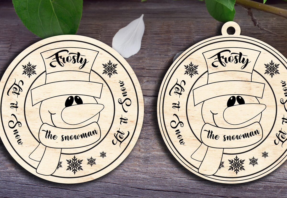 Intra απο ξύλο plywood  Χρώμα wenge 3mm-4mm πάχος - Στολίδι Frosty the Snowman Δίασταση 6x6 cm INTRAFABR-121509709