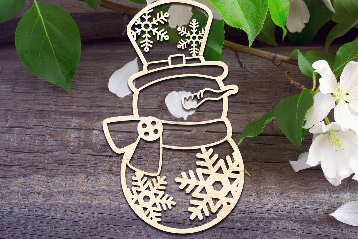 Intra απο ξύλο plywood  Χρώμα wenge 3mm-4mm πάχος - Frosty the Snowman V2 Δίασταση 20x20 cm INTRAFABR-121509751