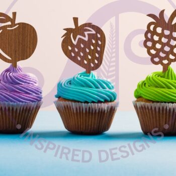 Intra απο ξύλο plywood  Χρώμα wenge 3mm-4mm πάχος - Toppers Fruit Cupcake, 8 designs Δίασταση 30x20 cm INTRAFABR-86548349 - Image 1