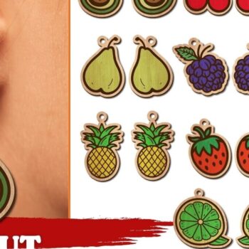 Intra απο ξύλο plywood  Χρώμα wenge 3mm-4mm πάχος - Πακέτο με σκουλαρίκια φρούτων | Δίασταση 3x3 cm INTRAFABR-11758724 - Image 1