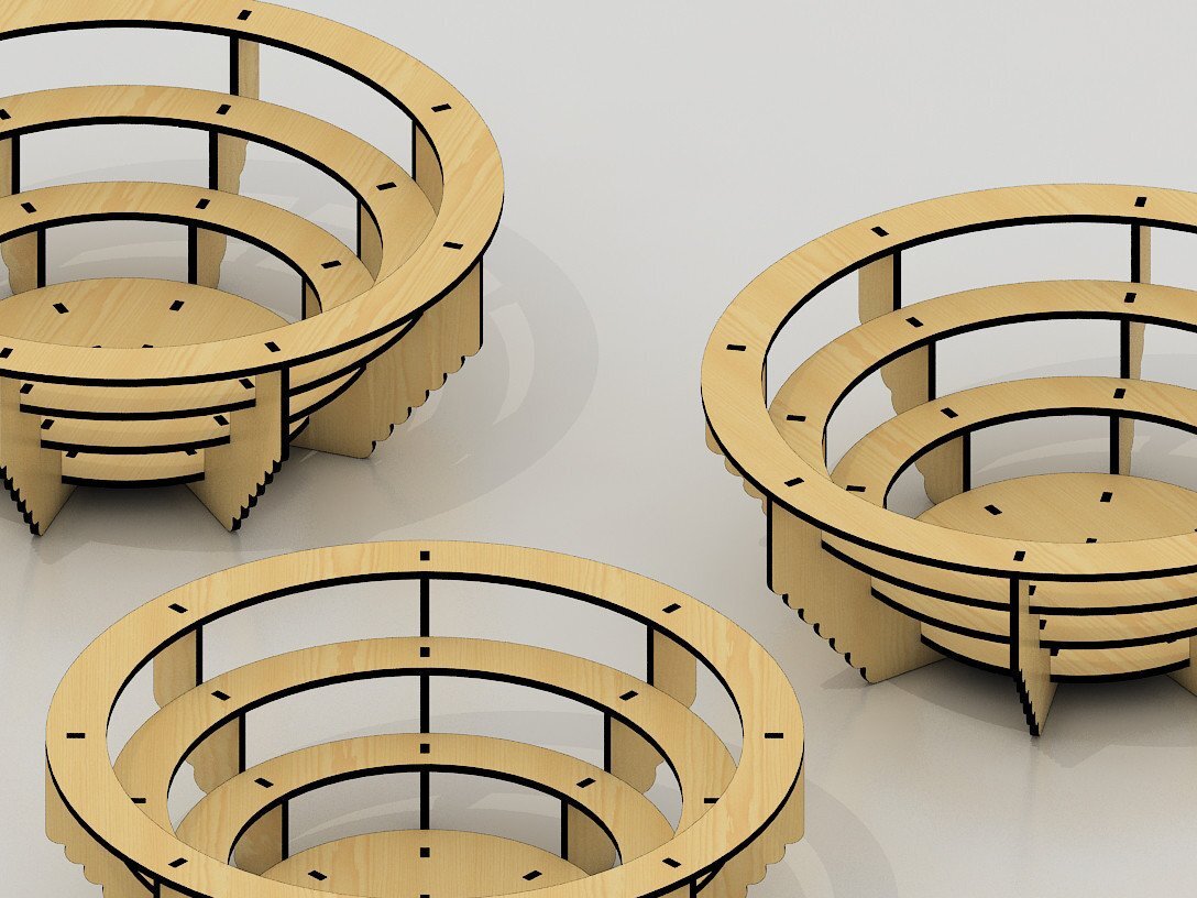 Intra απο ξύλο plywood  Χρώμα wenge 3mm-4mm πάχος - Πιάτο φρούτων, Πριόνι κύλισης, Καλάθι μπολ Δίασταση 30x20 cm INTRAFABR-85225233