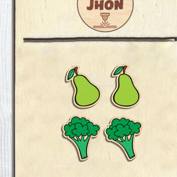 Intra απο ξύλο plywood Χρώμα wenge 3mm-4mm πάχος - Σκουλαρίκια με καρφιά φρούτων κομμένο Δίασταση 3x3 cm INTRAFABR-36735898 - Image 2