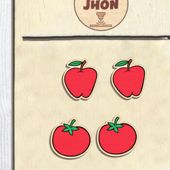 Intra απο ξύλο plywood Χρώμα wenge 3mm-4mm πάχος - Σκουλαρίκια με καρφιά φρούτων κομμένο Δίασταση 3x3 cm INTRAFABR-36735898 - Image 3