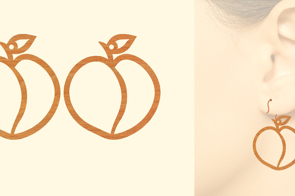 Intra απο ξύλο plywood  Χρώμα wenge 3mm-4mm πάχος - Φρούτα Ξύλινα Σκουλαρίκια Δίασταση 3x3 cm INTRAFABR-113551366