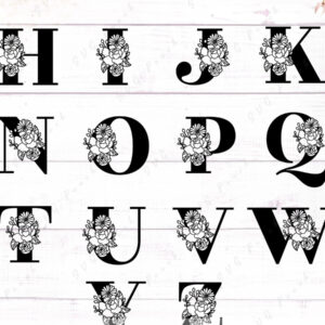 Intra απο ξύλο plywood  Χρώμα wenge 3mm-4mm πάχος - Πλήρες αλφάβητο Floral μονόγραμμα γράμματα Δίασταση 30x20 cm INTRAFABR-100787772